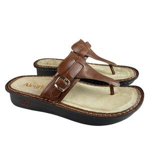 Alegria Tan Leather Thong Sandals